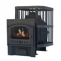 печь для бани чугунная сибирь-24 каминная дверка (кованная сетка)#
