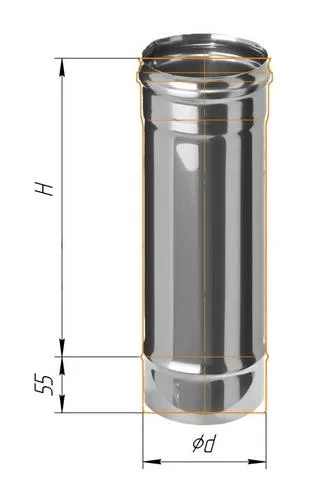 дымоход феррум нержавеющий (430/0,5 мм) ф130 l=0,5м