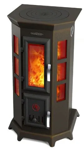 печь-камин отопительно-варочный тмф статика секста черная бронза #